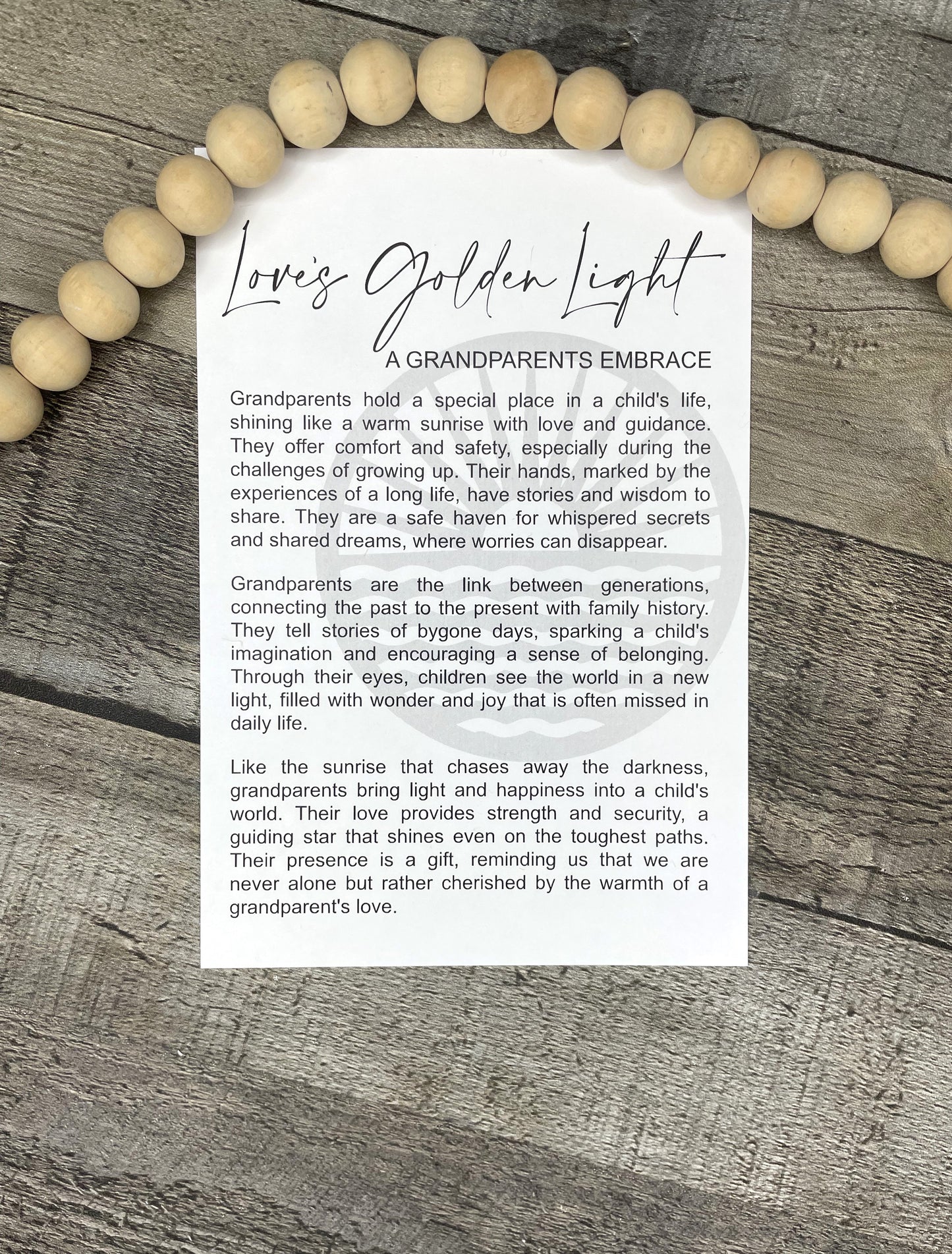 Love's Golden Light - Grandparent Story Card Ornament