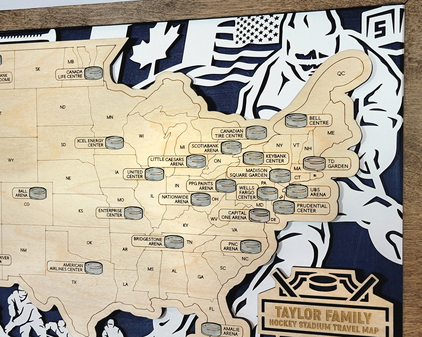 US Hockey Stadium Map with Hockey Markers