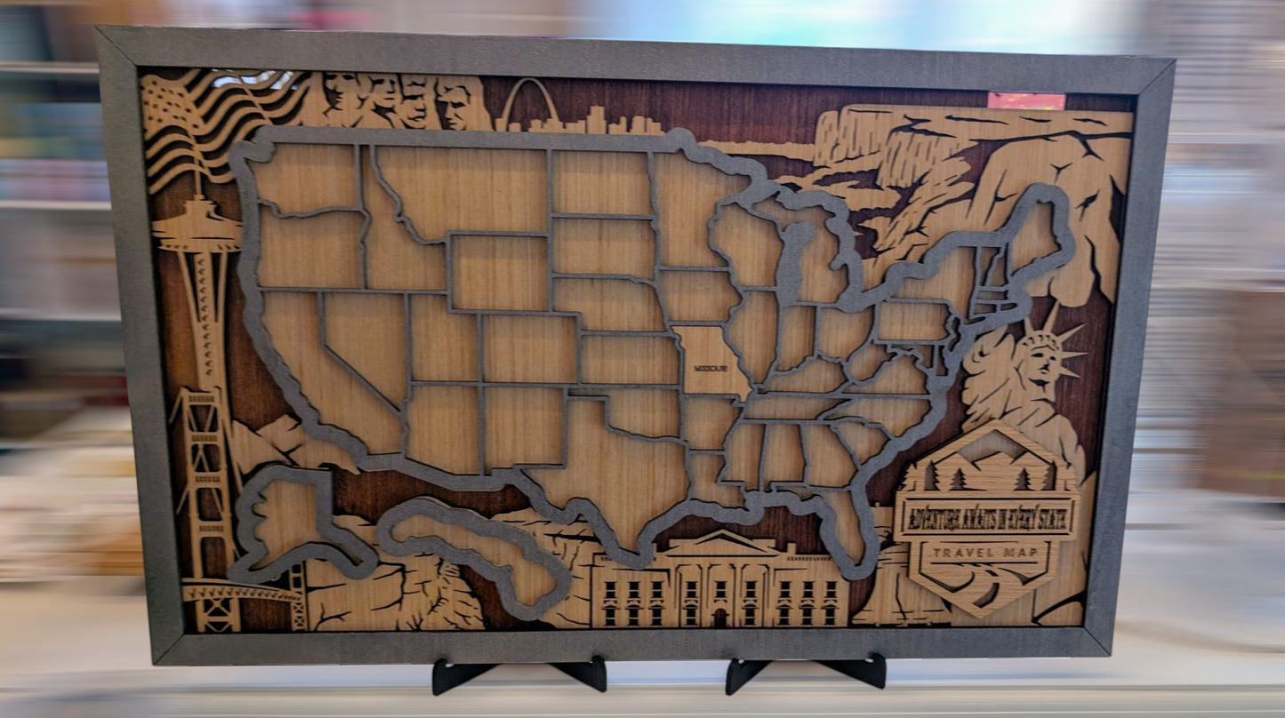 US Travel Map with State Inserts