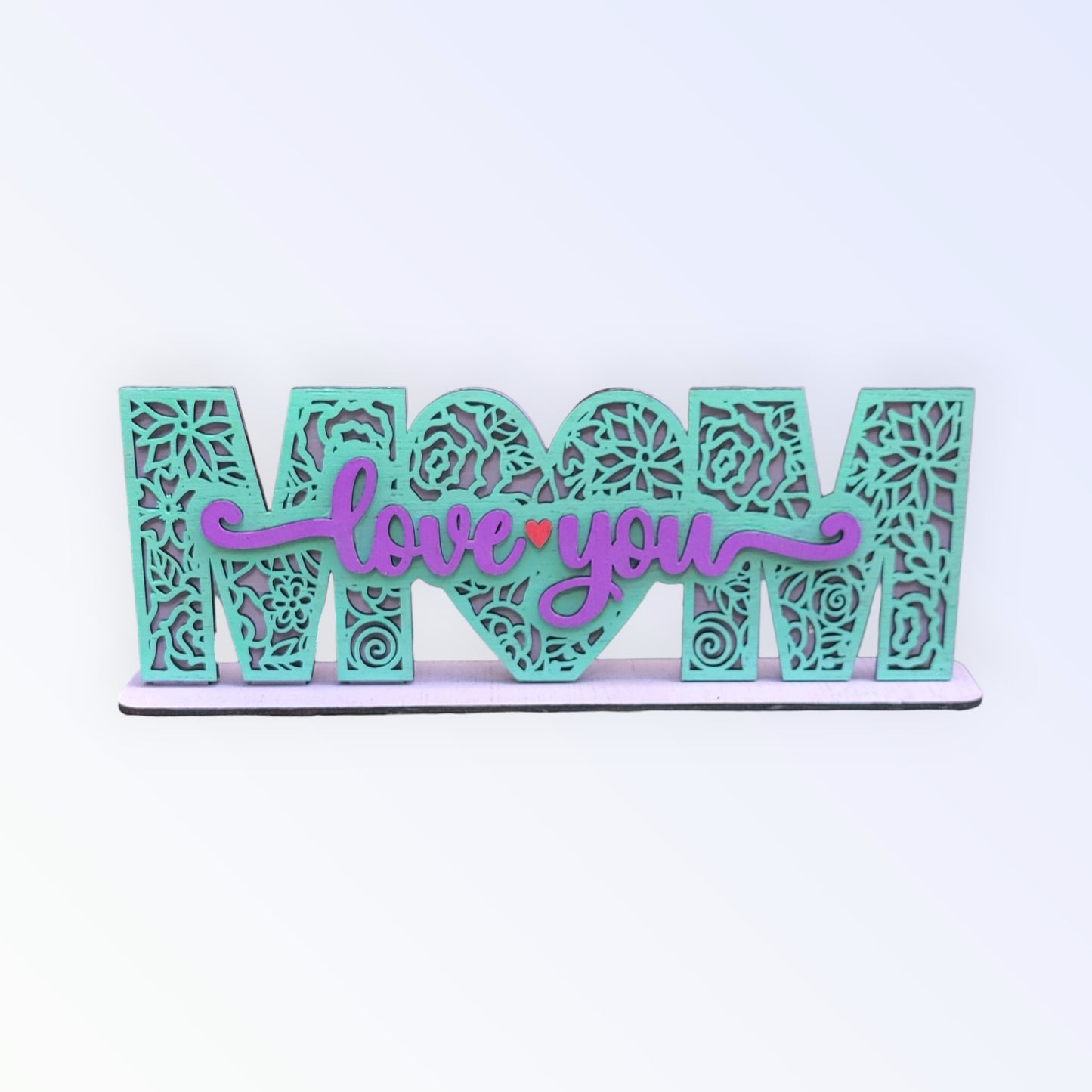 Love You Mom Floral Sign with Stand