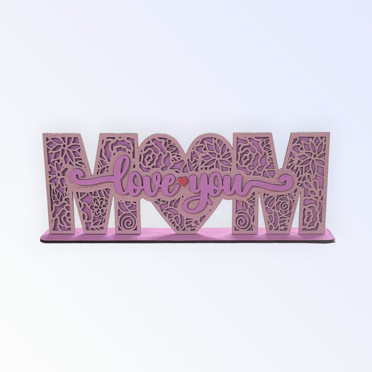 Love You Mom Floral Sign with Stand