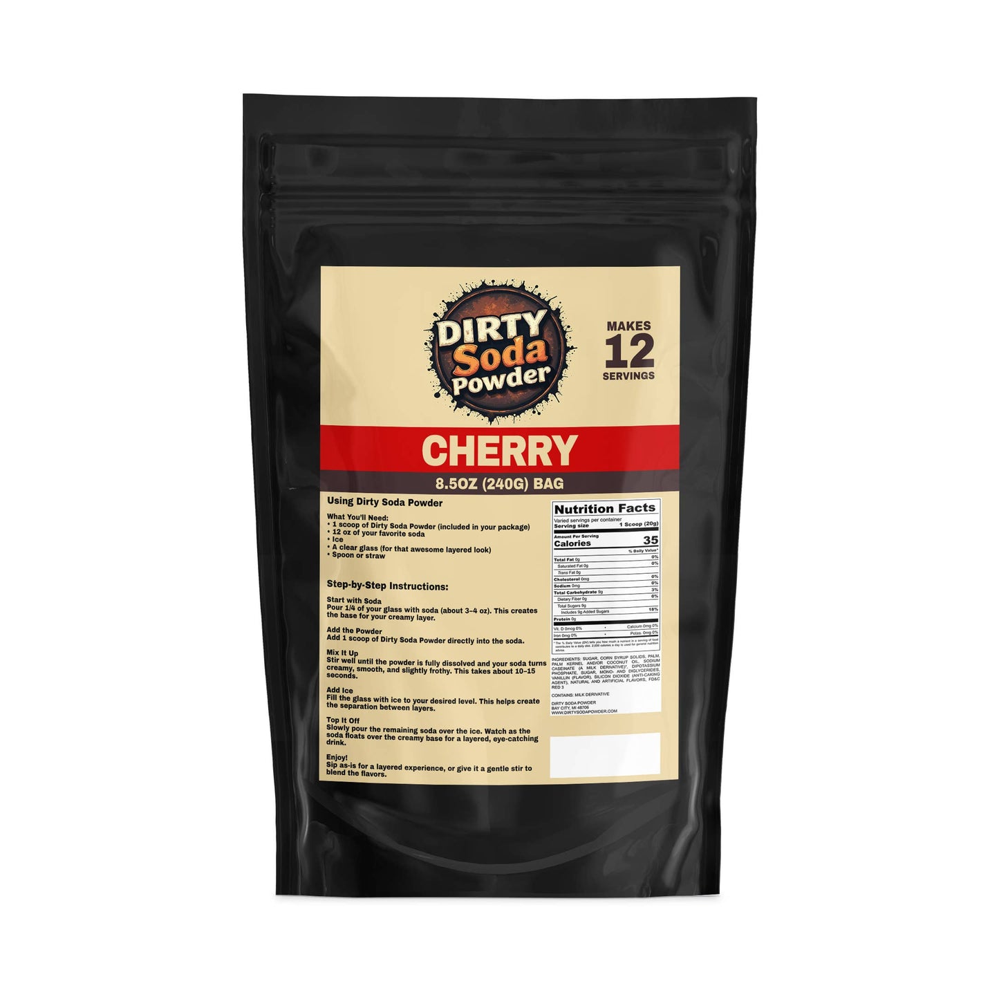 Cherry 🍒  Dirty Soda Powder- All in One Soda Mix: Retail Bag (8.5 oz / 12 Servings)