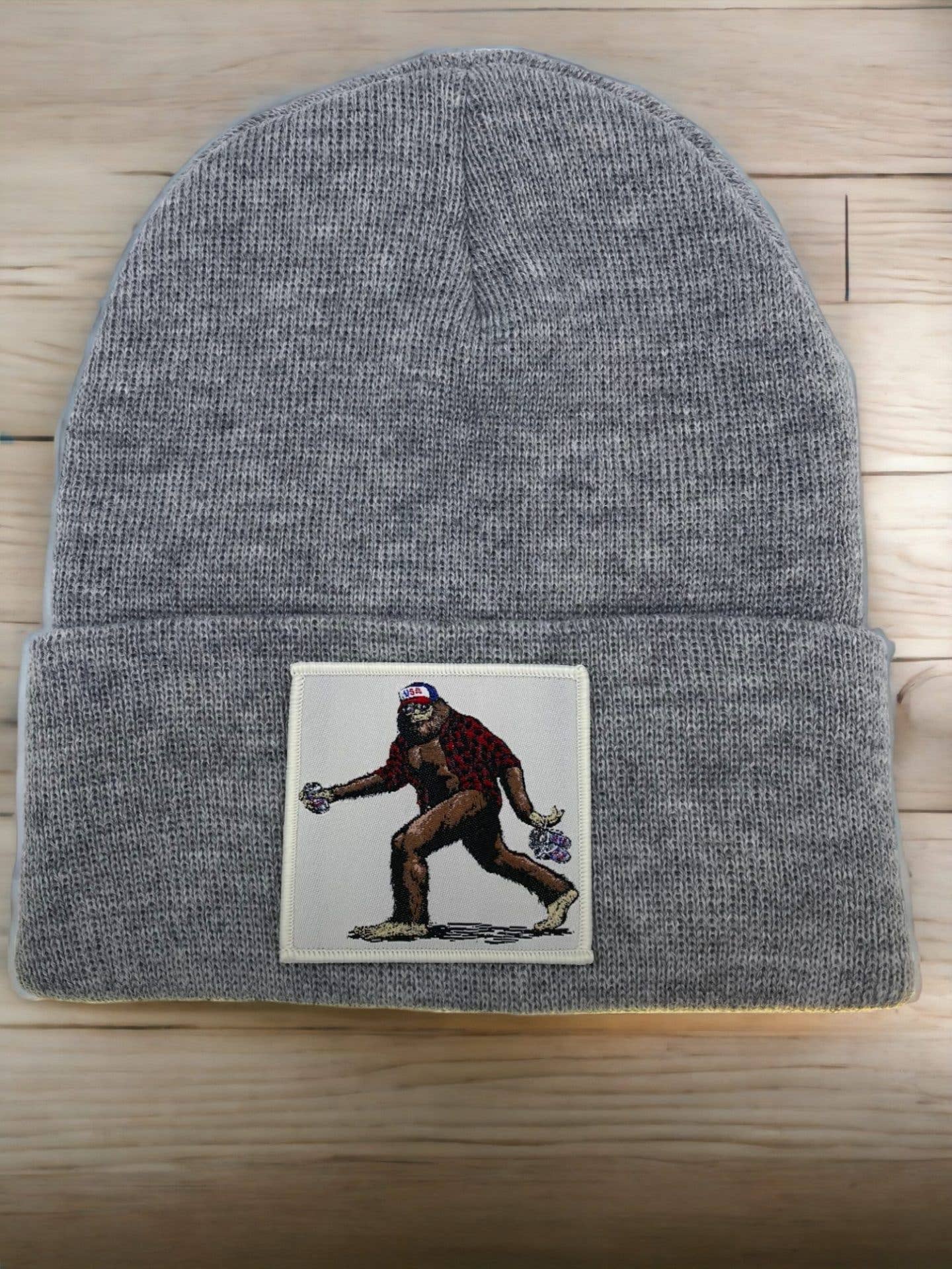 Sasquatch Beanie W/ Big Foot Patch: Grey
