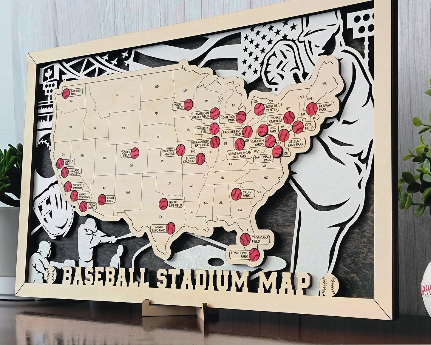 US Baseball Stadium Map with Baseball Markers