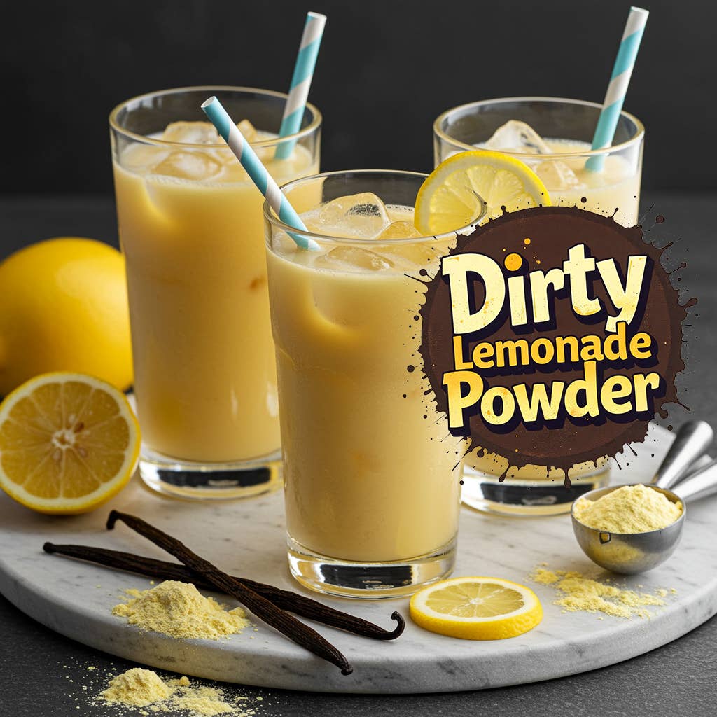 Dirty Lemonade Powder - Vanilla-Cream Based Lemonade Powder : Strawberry / 1 Gallon - 8.5oz (240g)