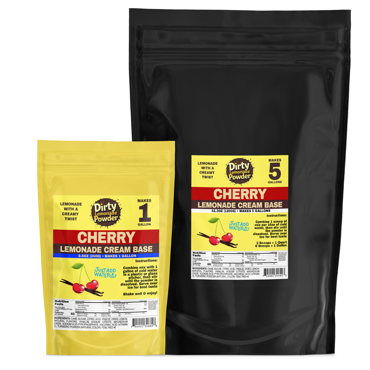 Dirty Lemonade Powder - Vanilla-Cream Based Lemonade Powder : Strawberry / Sample - 2.1oz (60g)