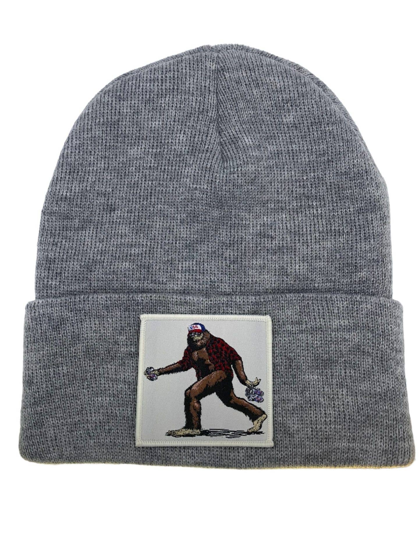 Sasquatch Beanie W/ Big Foot Patch: Grey
