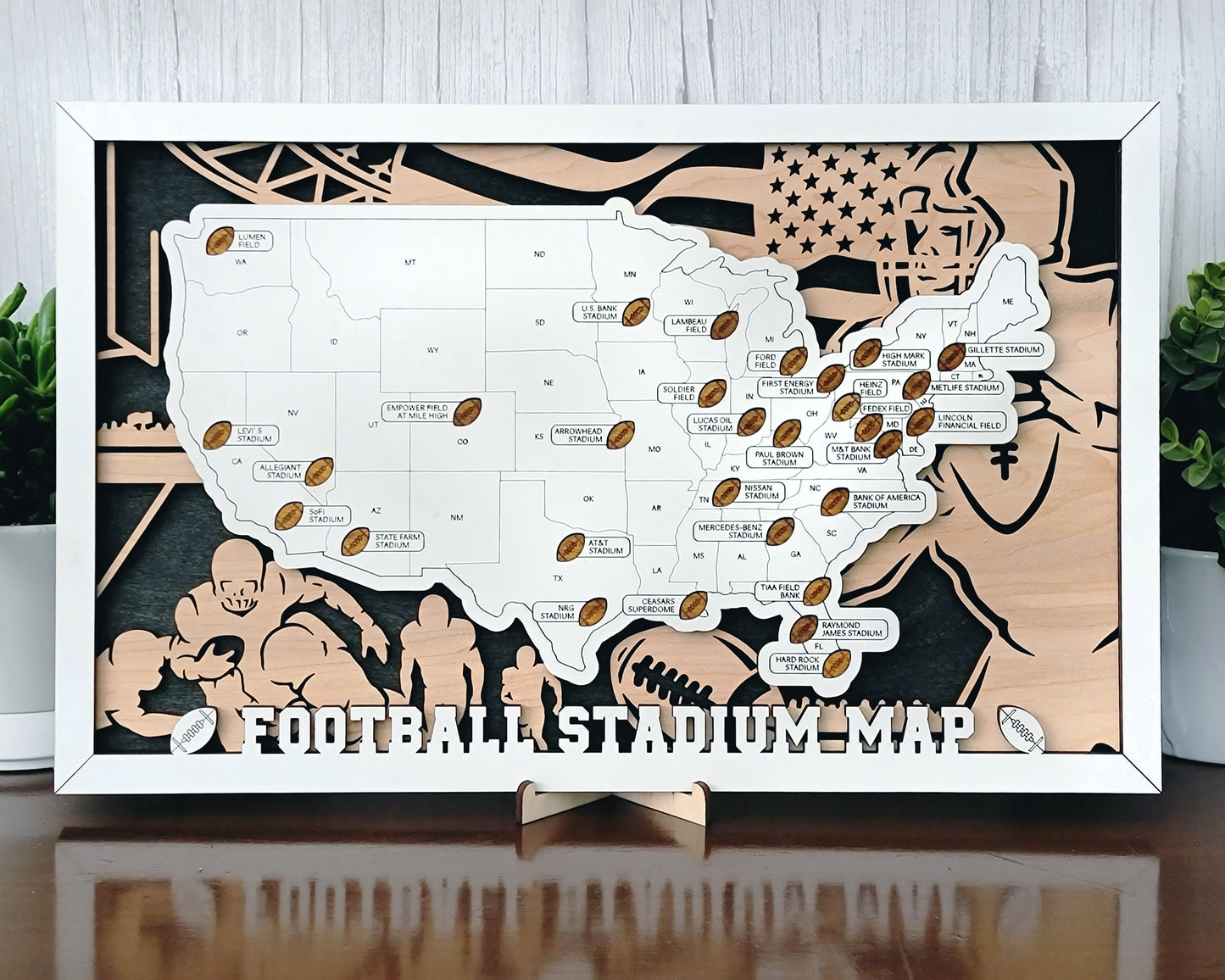 US Football Stadium Map with Football Markers