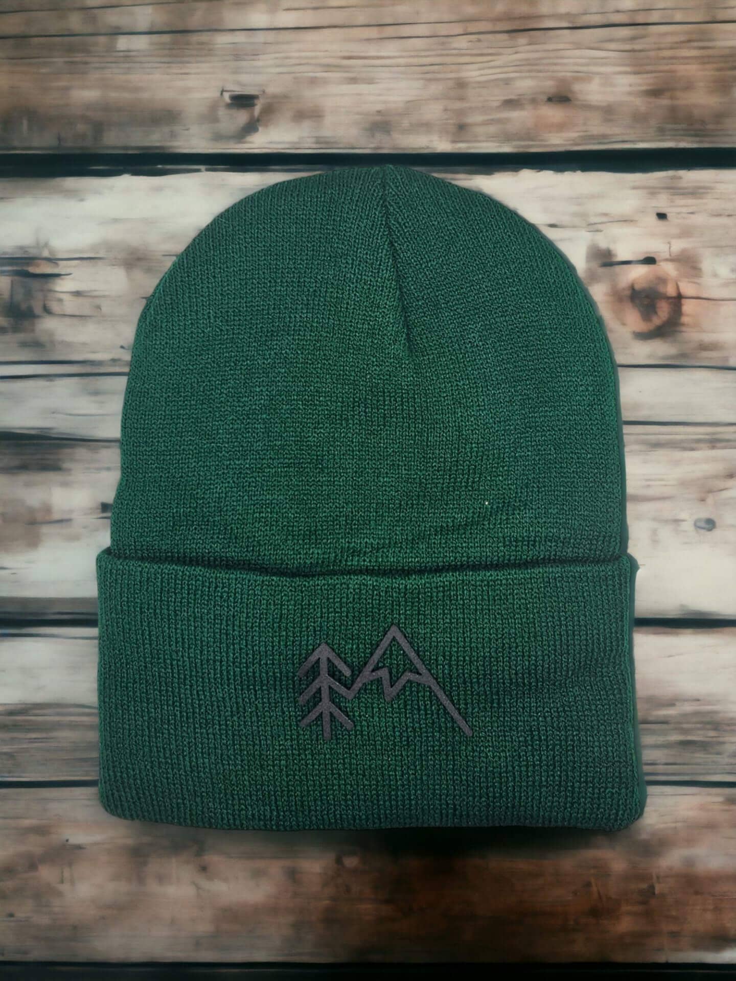 Mountain Beanie With Tree Mountain Patch: Grey