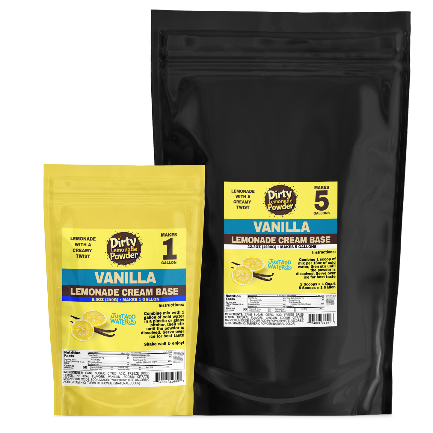 Dirty Lemonade Powder - Vanilla-Cream Based Lemonade Powder : Strawberry / Sample - 2.1oz (60g)