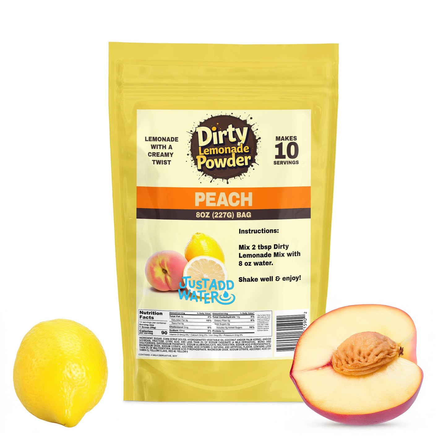 Peach Dirty Lemonade Powder - Just Add Water: 8oz Bag (10 Servings)
