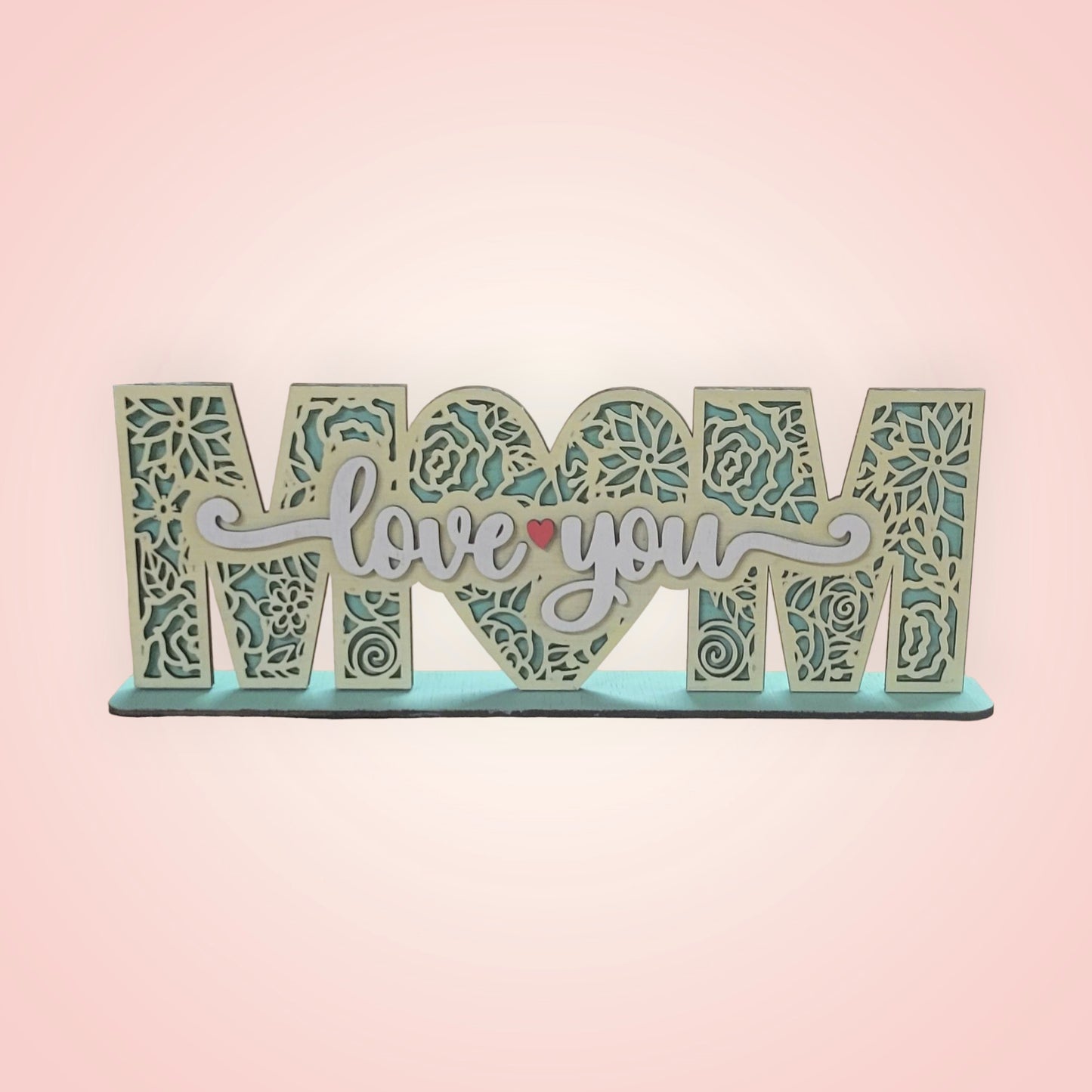 Love You Mom Floral Sign with Stand