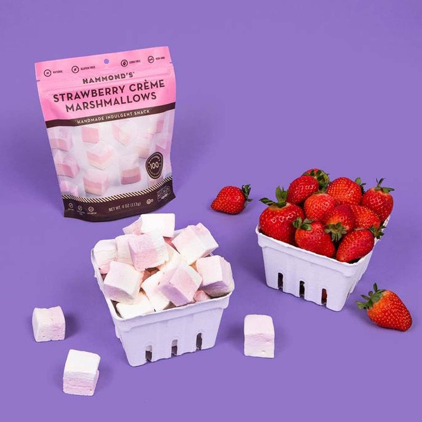 Handmade All-Natural Marshmallows - Strawberry Crème - 4 oz