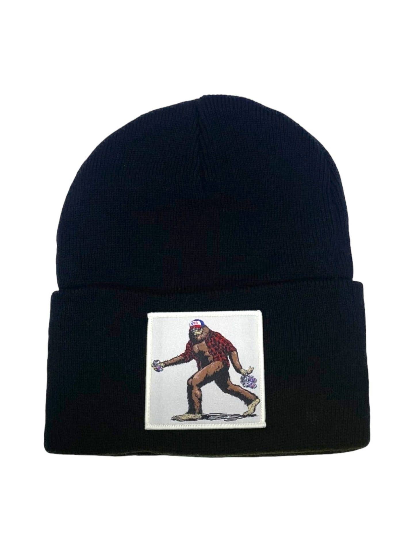 Sasquatch Beanie W/ Big Foot Patch: Grey