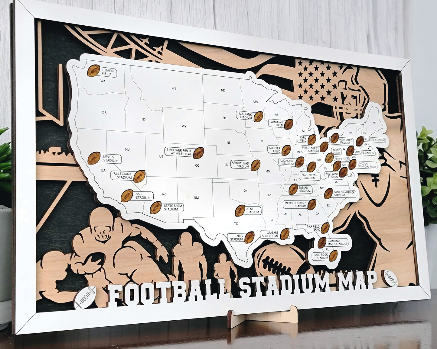 US Football Stadium Map with Football Markers