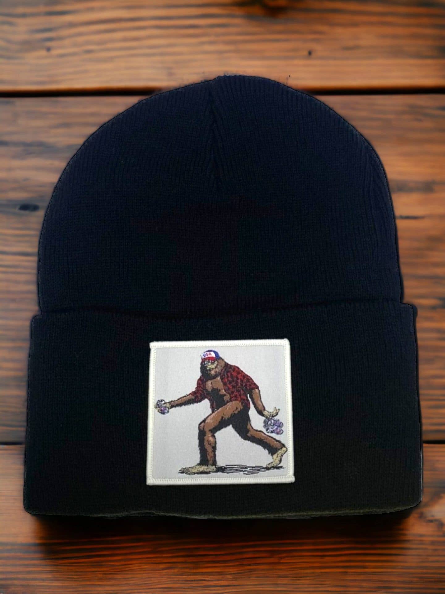 Sasquatch Beanie W/ Big Foot Patch: Grey