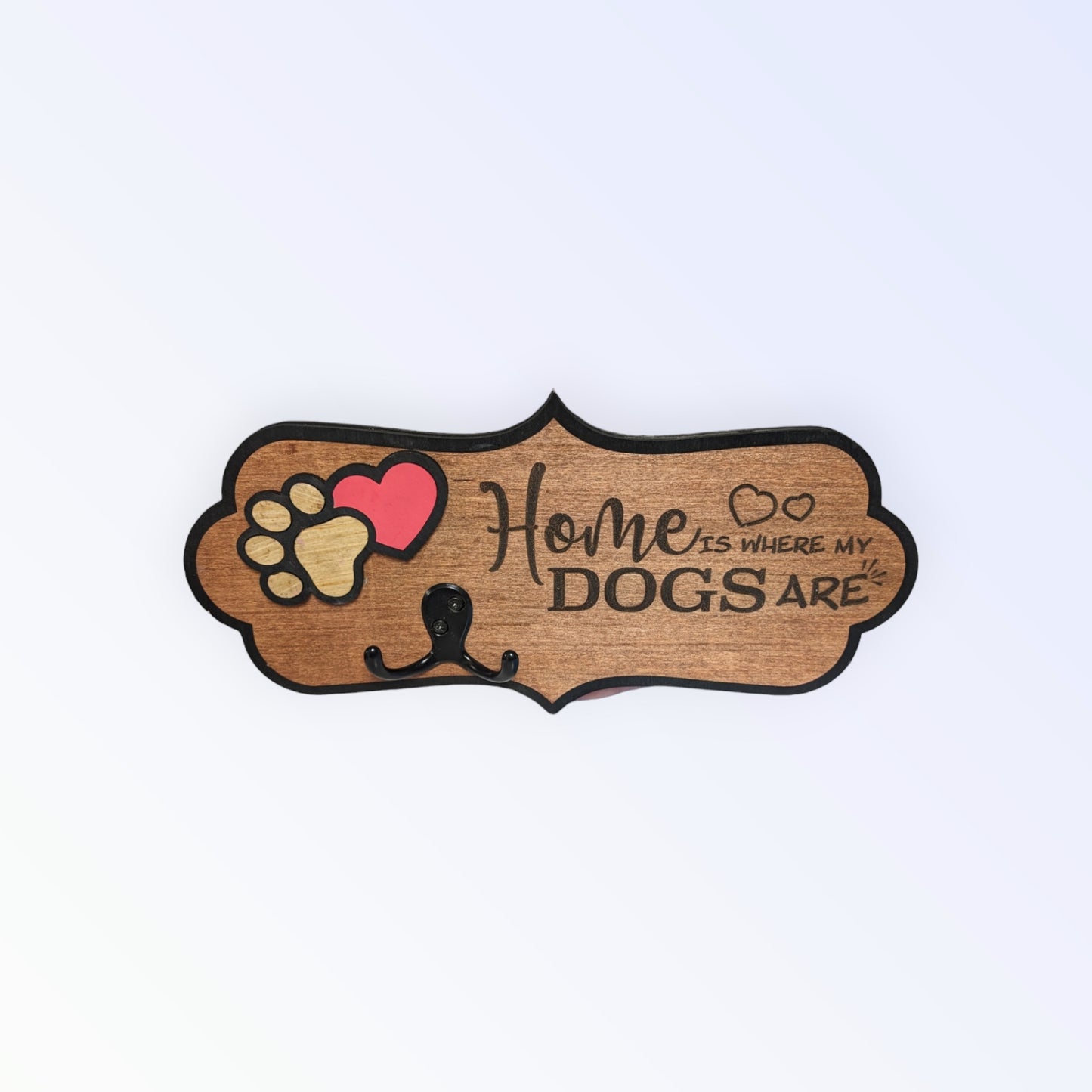 "Home is Where My Dogs Are" Red Heart Leash Holder