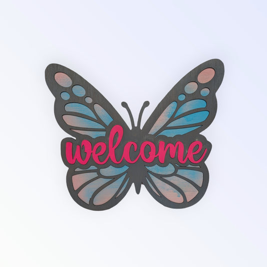 13.5" x 15" Butterfly Welcome Sign