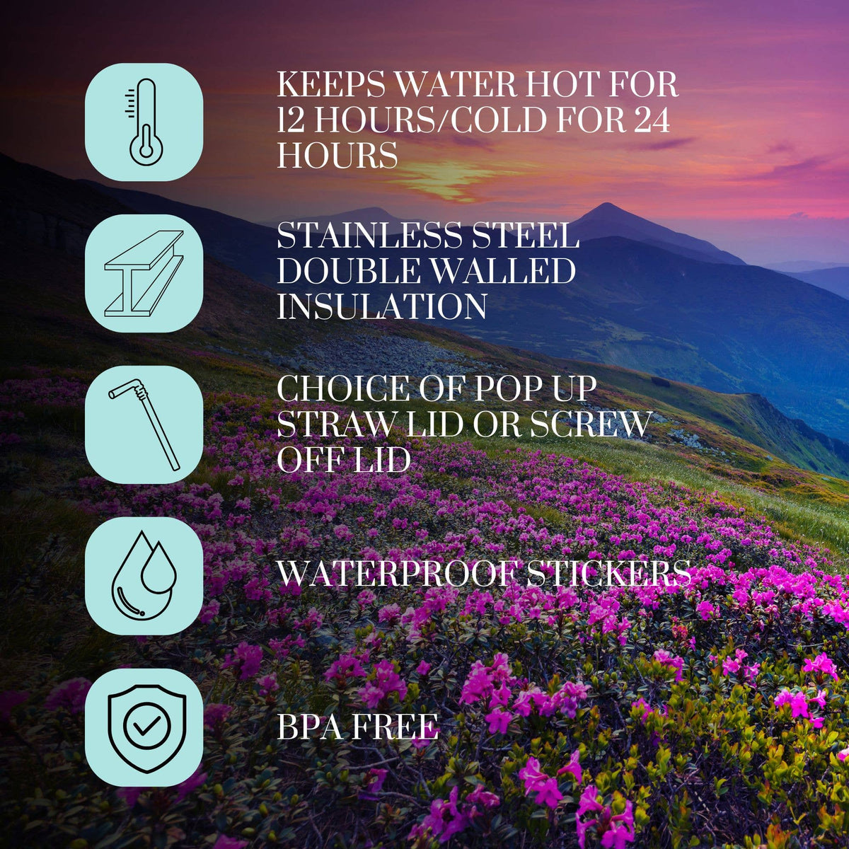 USA & National Park Tracker Water Bottles – 32 oz : White Nat. Parks
