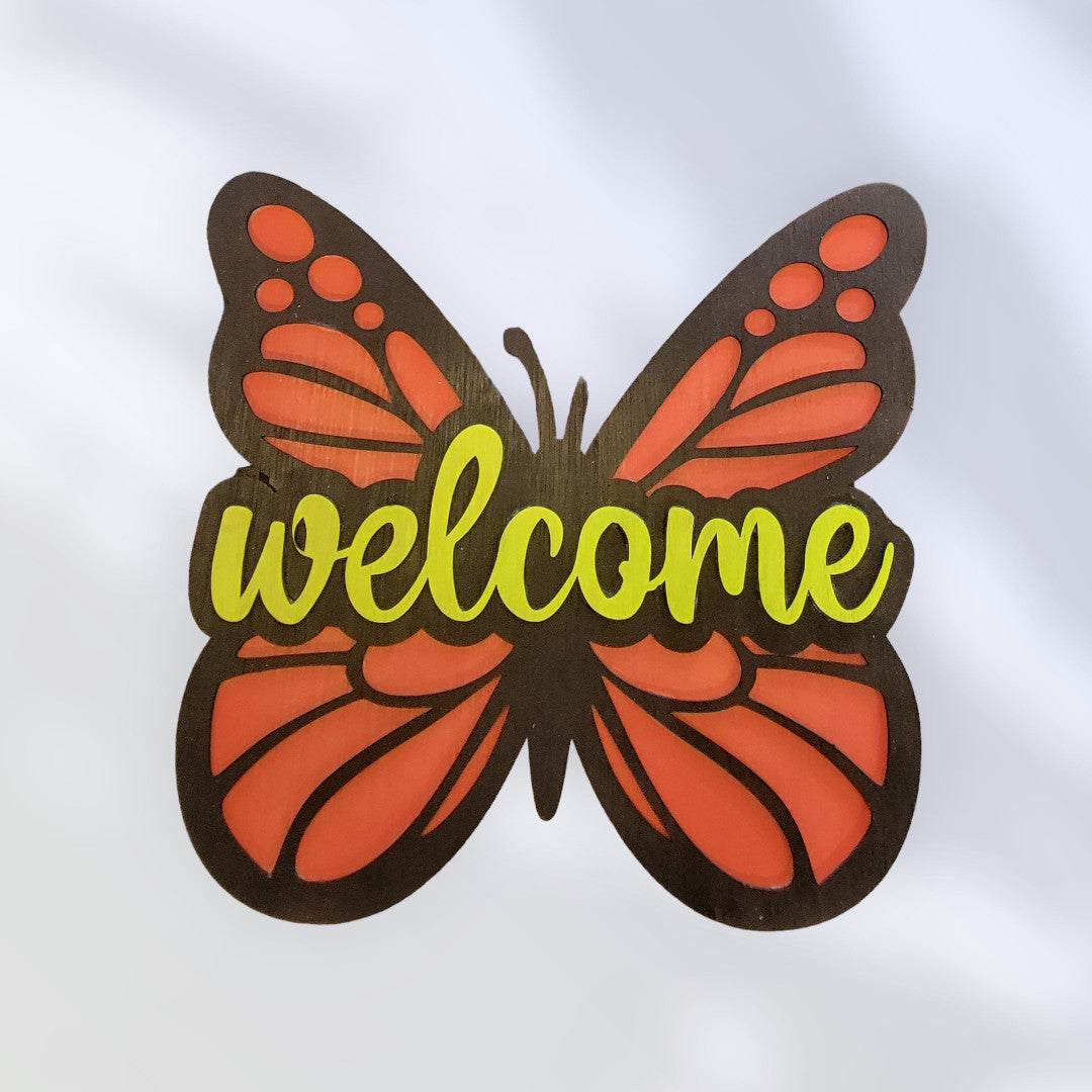 13.5" x 15" Butterfly Welcome Sign