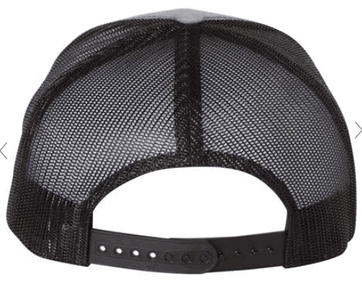 Sasquatch Trucker Hat: Grey on Black Mesh