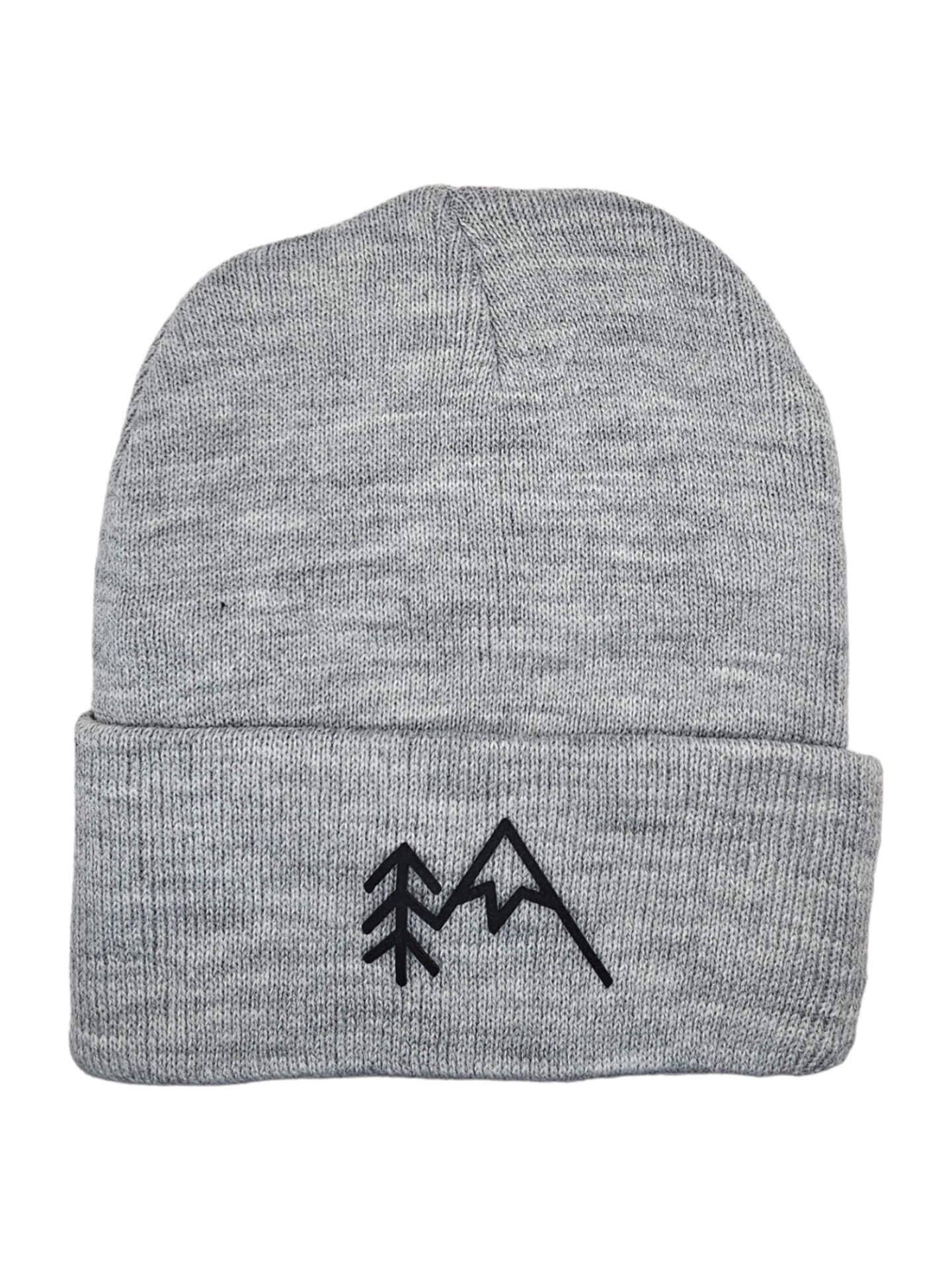 Mountain Beanie With Tree Mountain Patch: Grey