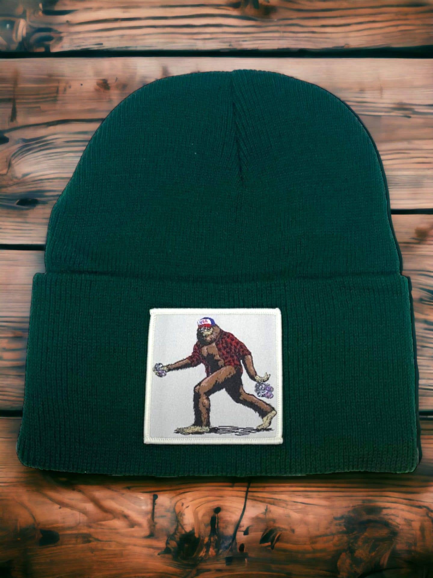 Sasquatch Beanie W/ Big Foot Patch: Grey