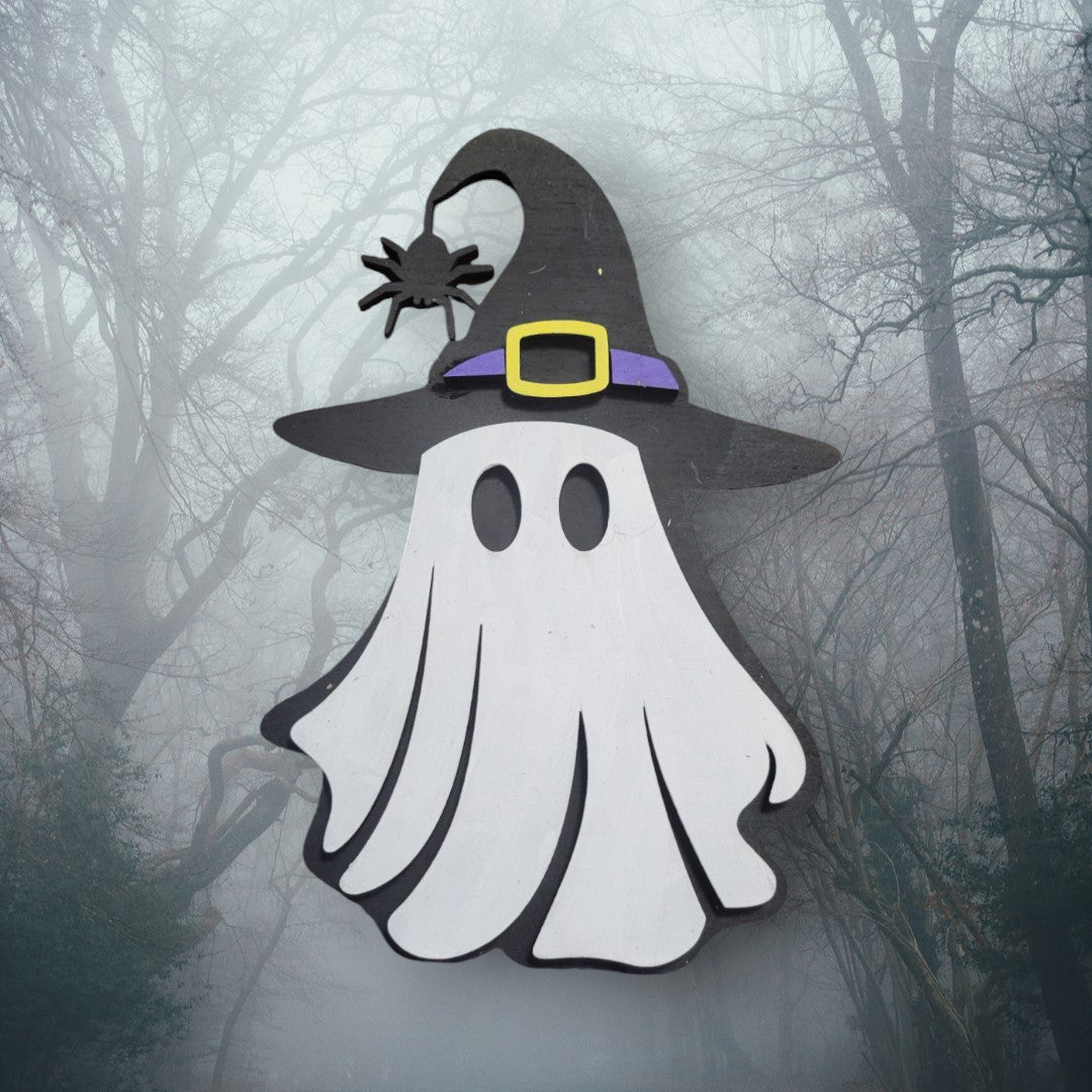 Ghost with Hat Halloween Magnet